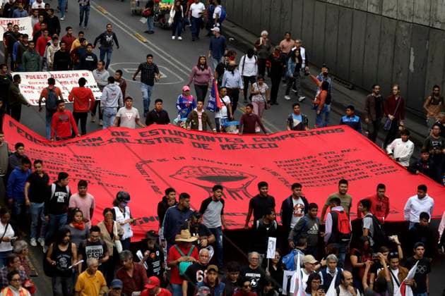 Families and survivors of the Tlatelolco Massacre commemorate 55 years October 2, 2023, Mexico City, Mexico: Survivors of the Tlatelolco massacre, students and citizens at the march of the 55th anniversary of the State crime in the Plaza of the Three Cultures during their mobilization in Mexico City. on October 2, 2023 in Mexico City, Mexico (Photo by Luis Barron Eyepix Group). Copyright: xLuisxBarronx xEyepixxGroupx LB_20231002_TLATE7