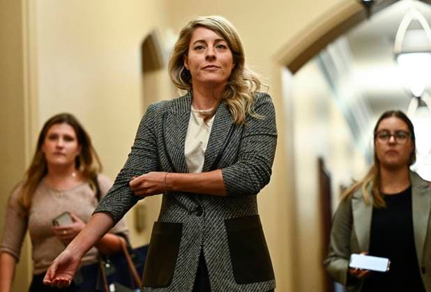 October 3, 2023, Ottawa, ON, CAN: Minister of Foreign Affairs Melanie Joly arrives for a meeting of the federal cabinet on Parliament Hill in Ottawa, on Tuesday, Oct. 3, 2023. Ottawa CAN  - ZUMAc35_ 20231003_zaf_c35_016 Copyright: xJustinxTangx