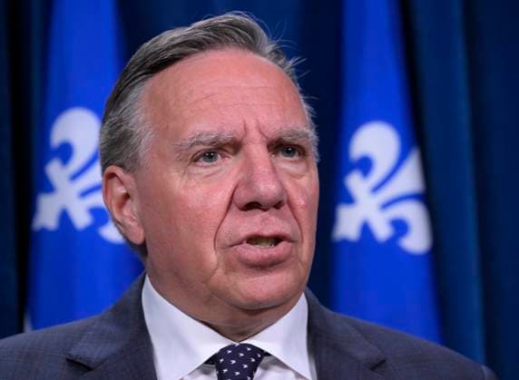 October 3, 2023, QUEBEC, PQ, Canada: Quebec Premier Francois Legault comments the results of the byelection, Tuesday, October 3, 2023 at the legislature in Quebec City. Parti Quebecois candidate Pascal Paradis won the byelection in the riding of Jean-Talon. QUEBEC Canada  - ZUMAc35_ 20231003_zaf_c35_083 Copyright: xJacquesxBoissinotx