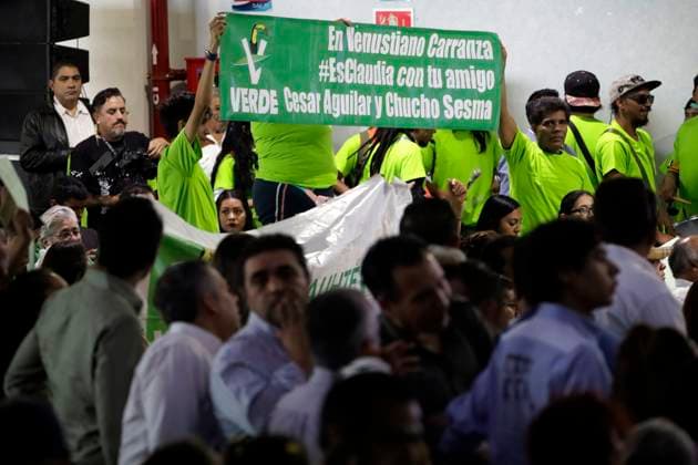 October 3, 2023, Mexico City, Mexico: Green Party militants attend the delivery of the certificate as presidential candidate of the Green Party to Claudia Sheinbaum Pardo at the Expo Reforma Exhibition Center in Mexico City. on October 3, 2023 in Mexico City, Mexico Mexico City Mexico - ZUMAe321 20231003_zia_e321_027 Copyright: xLuisxBarronx