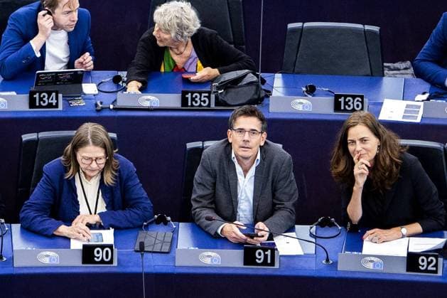 STRASBOURG - GroenLinks MEP Bas Eickhout during the vote on the appointment of Wopke Hoekstra as European Commissioner in the European Parliament. ANP RAMON VAN FLYMEN netherlands out - belgium out  Copyright: xx x480289963x originalFilename: 480289963.jpg