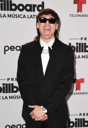 CORAL GABLES, FL - OCTOBER 5: Peso Pluma at the 2023 Billboard Latin Music Awards at the Wasco Center in Coral Gables, Florida on October 5, 2023. Copyright: xmpi04x