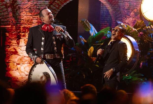 Marc Anthony and Pepe Aguilar perform at the 2023 Latin Billboard Music Awards at the University of Miami, Watsco Center, Thursday, October 05, 2023 in Coral Gables, Florida.  MIA20231005170 GARYxIxROTHSTEIN