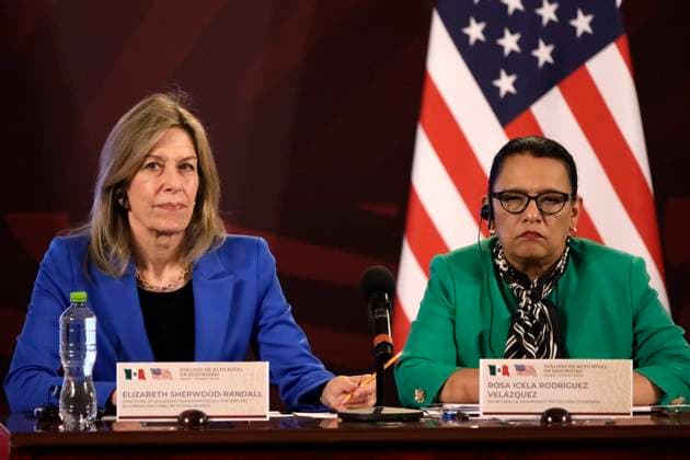 Antony Blinken Visit Mexico For High Level Dialogue on Security Between Mexico - USA October 5, 2023, Mexico City, Mexico: Elizabeth Sherwood-Randall, presidential advisor for National Security of the United States and Rosa Icela Rodriguez, secretary of Federal Security of Mexico at the press conference within the framework of the High Level Dialogue on Security Mexico - United States at the National Palace in Mexico City. on October 5, 2023 in Mexico City, Mexico (Photo by Luis Barron Eyepix Group). Copyright: xLuisxBarronx xEyepixxGroupx LB_20231005_DIALOGO_MEXEU9