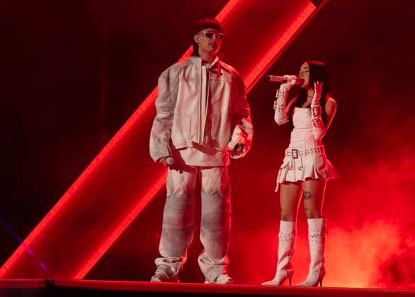 Peso Pluma and Nicki Nicole perform at the 2023 Latin Billboard Music Awards at the University of Miami, Watsco Center, Thursday, October 05, 2023 in Coral Gables, Florida.  MIA20231005185 GARYxIxROTHSTEIN
