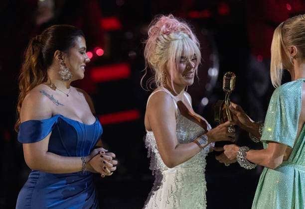 Karol G receives an award at the 2023 Latin Billboard Music Awards at the University of Miami, Watsco Center, Thursday, October 05, 2023 in Coral Gables, Florida.  MIA20231005195 GARYxIxROTHSTEIN
