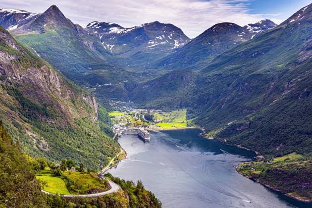 Summer trip to Norway The largest, most beautiful and famous Norwegian fjord Geiranger. Northern Europe. Summer trip to Norway. Warm sunny day in July. Copyright: xZoonar.com kavramx 20520553