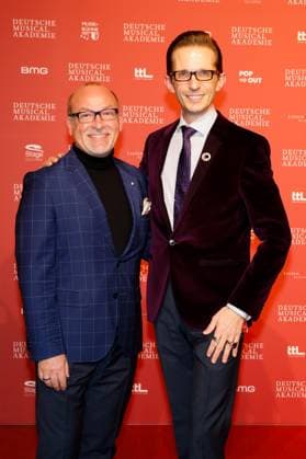 Dennis Schönwetter, Marc Rudolf at the presentation of the German Musical theater PReises 2023 at the Theater des Westens, Berlin