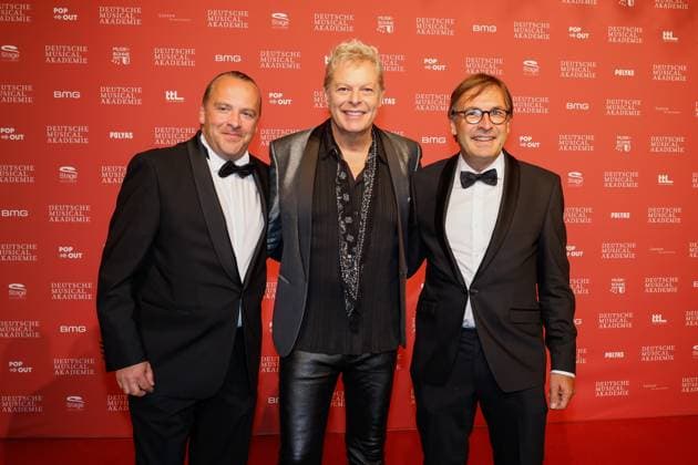 Geogr Kleesattel, Uwe Fahrenkrog Petersen, Thomas Linsmayer Intendant Deutsches Theater Munich at the presentation of the German Musical theater PReise 2023 at the Theater des Westens, Berlin