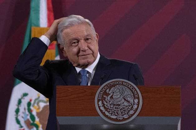 Mexico s President Lopez Obrador Briefing Conference October 10, 2023, Mexico City, Mexico: Mexico s President, Andres Manuel Lopez Obrador gestures while speak during the daily briefing conference at National Palace. on October 10, 2023 in Mexico City, Mexico. (Photo by Alex Dalton Eyepix Group) Copyright: xAlexxDaltonx xEyepixxGroupx IMG_4810