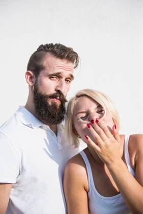Creative Highlights Symbolbilder Young man with his playful girlfriend making moustache with hair, Bavaria, Germany Bavaria, Bavaria, Germany CR_DRAC160915-01518-01 ,model released, Symbolfoto ,property released