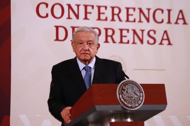 Mexican President, Lopez Obrador Daily News Conference October 11, 2023 in Mexico City, Mexico: Mexican President Andres Manuel Lopez Obrador, speaks during the briefing morning news conference in front of reporters at the National Palace. on October 11, 2023 in Mexico City, Mexico. (Photo by Carlos Santiago Eyepix Group) Copyright: xLatitudesxPressx xEyepixxGroupx CS202310117577