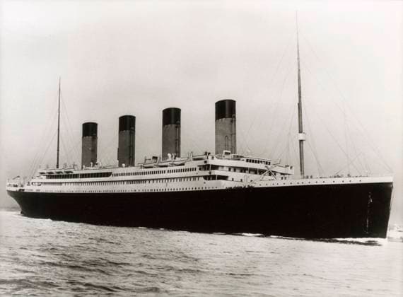 RECORD DATE NOT STATED RMS Titanic at sea RMS Titanic at sea. It was built in Belfast 1909-1911, and fitted and furnished there 1911-1912 Date: 1912  Copyright: Gemini Picture No. 10639519
