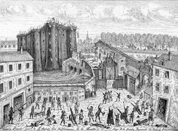 RECORD DATE NOT STATED FALL OF THE BASTILLE Eyewitness sketch of the storming of the Bastille. Date: 14 July 1789  Copyright: Gemini 10068119