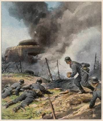 RECORD DATE NOT STATED GERMANS ATTACK PILL-BOX German infantry advancing into Russia attack a Soviet pill-box . Date: June 1941  Copyright: Gemini Picture No. 10080579
