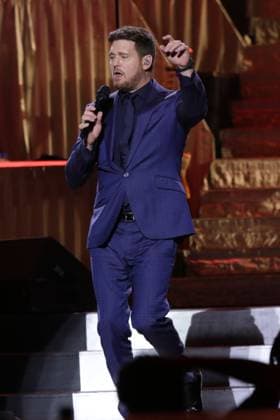 Michael Buble ˜Higher Tour ˜ Live Concert October 12, 2023, Mexico City, Mexico: Canadian singer Michael Buble performs on stage during their Higher Tour 2023 at Mexico City Arena. on October 12, 2023 in Mexico City, Mexico. (Photo by Ismael Rosas Eyepix Group) Copyright: xIsmaelxRosas xEyepixxGroupx IR_12102023_101358