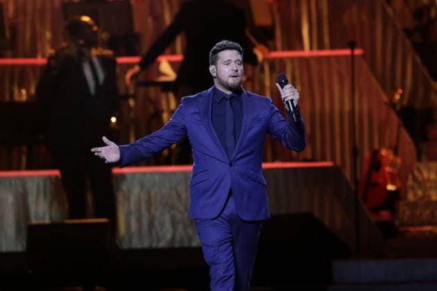 Michael Buble ˜Higher Tour ˜ Live Concert October 12, 2023, Mexico City, Mexico: Canadian singer Michael Buble performs on stage during their Higher Tour 2023 at Mexico City Arena. on October 12, 2023 in Mexico City, Mexico. (Photo by Ismael Rosas Eyepix Group) Copyright: xIsmaelxRosas xEyepixxGroupx IR_12102023_101360