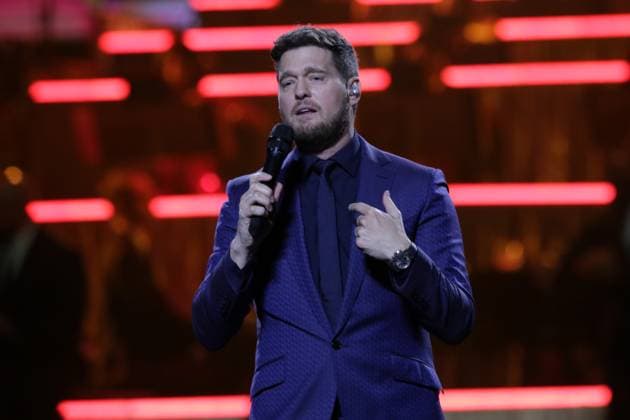 Michael Buble ˜Higher Tour ˜ Live Concert October 12, 2023, Mexico City, Mexico: Canadian singer Michael Buble performs on stage during their Higher Tour 2023 at Mexico City Arena. on October 12, 2023 in Mexico City, Mexico. (Photo by Ismael Rosas Eyepix Group) Copyright: xIsmaelxRosas xEyepixxGroupx IR_12102023_101362