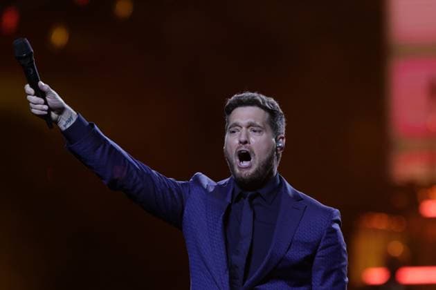 Michael Buble ˜Higher Tour ˜ Live Concert October 12, 2023, Mexico City, Mexico: Canadian singer Michael Buble performs on stage during their Higher Tour 2023 at Mexico City Arena. on October 12, 2023 in Mexico City, Mexico. (Photo by Ismael Rosas Eyepix Group) Copyright: xIsmaelxRosas xEyepixxGroupx IR_12102023_101364