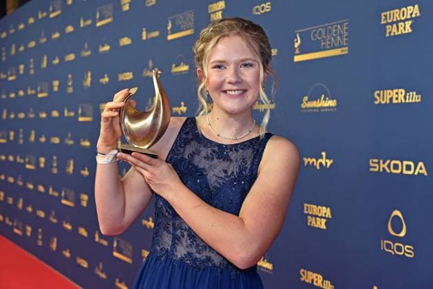Selina Grotian Rising star of the year at the GOLDEN HENNE 2023 AWARD at the Media City in Leipzig on 13 10 2023 Award winner