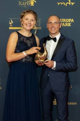 Award Goldene Henne 2023 Selina Grotian and Erik Lesser at the Goldene Henne 2023 on 13 10 2023 in Studio 3 of the Media City in Leipzig Copyright: xEventpressxKochanx