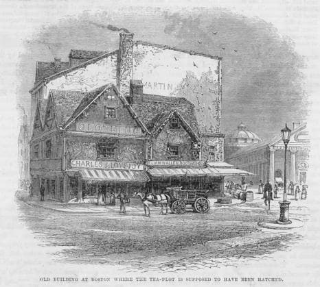 RECORD DATE NOT STATED BOSTON TEA PARTY PLANNED BOSTON TEA PARTY - it was in these unpretentious but picturesque premises that the plan for the outrage was discussed and developed. Date: 1773  Copyright: Gemini Picture No. 10183289