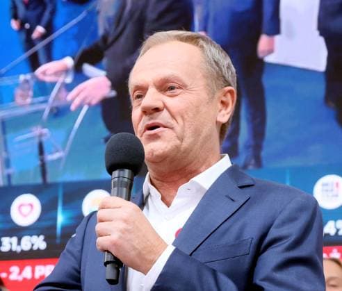 2023 Polish parliamentary election Photo: Wojciech Olkusnik East News Former Polish prime minister and leader of the opposition coalition Donald Tusk attends an election night event hosted by the Civic Coalition (Koalicja Obywatelska) alliance after the conclusion of the Polish parliamentary election on October 15, 2023 in Warsaw, Poland. Polish citizens are electing 460 members of the Sejm (lower chamber of Parliament) and 100 senators. EN_01600382_0107 