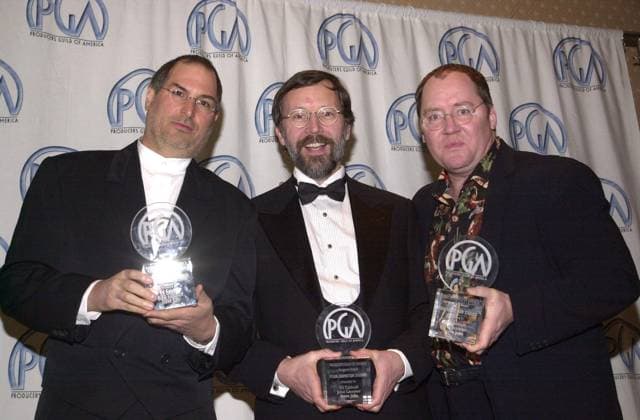 at the 13th Annual Producers Guild Awards, held in Century City, 03-03-02 Steve Jobs, Ed Catmull and John Lasseter of PIXAR at the 13th Annual Producers Guild Awards, held in Century City, 03-03-02 Century City Calif United States EDITORIAL USE ONLY Copyright: xx s_bukleyx icphotos433250
