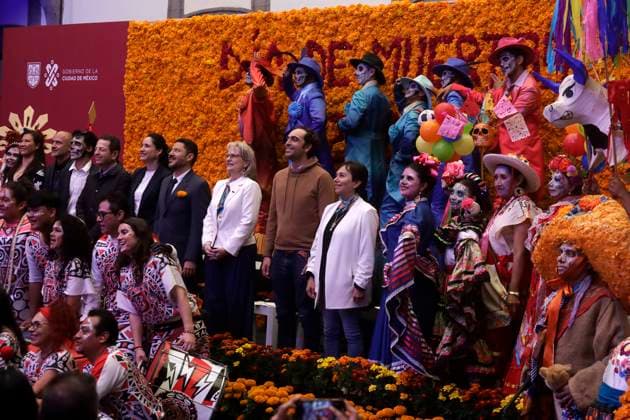 Catrinas procession and Day of the Dead parade announced in Mexico City October 16, 2023, Mexico City, Mexico: The head of Government of Mexico City, Marti Batres Guadarrama announced the activities of the Day of the Dead holiday at a press conference at the Mexico City Museum in Mexico City. on October 16, 2023 in Mexico City, Mexico (Photo by Luis Barron Eyepix Group). Copyright: xLuisxBarronx xEyepixxGroupx LB_20231016_MUERTOS15