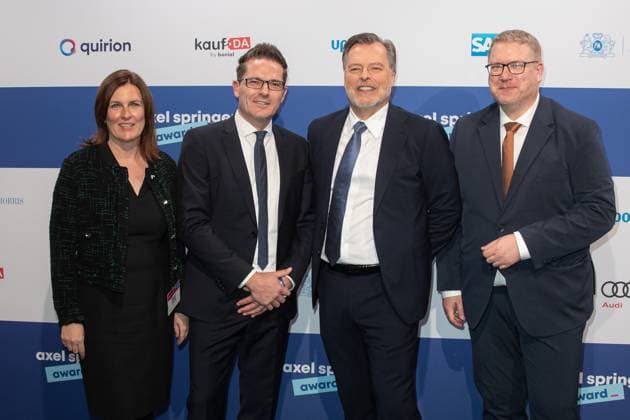 Axel Springer Award 2023 Stefanie Jüstel, Stefan Schulz, Martin Dautt and Dirk Althoff at the Axel Springer Award 2023 in the Axel Springer New Building on 17 10 2023 in Berlin Copyright: xEventpressxKochanx