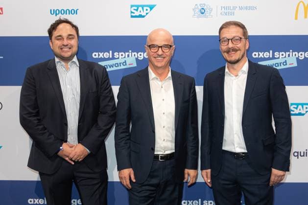 Axel Springer Award 2023 Alexander Hettich, Mario Federico and Markus Weiß at the Axel Springer Award 2023 in the Axel Springer New Building on 17 10 2023 in Berlin Copyright: xEventpressxKochanx