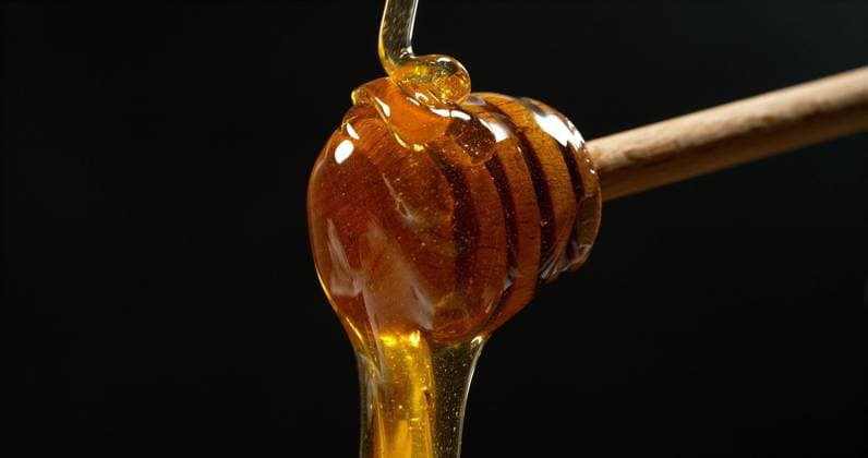  Honig fließt in einem Löffel gegen schwarzen Hintergrund *** Honey flows in a Spoons against Black people Background Copyright: imageBROKER/LaczxGerard ibxlag09728784.jpg