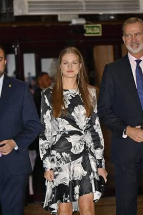 King Felipe VI and Queen Letizia with Princess Leonor and Infanta Sofia attend the concert of the Princess of Asturias Awards in Oviedo October 19, 2023 711 Antonio Quilez Cordon Press Spanish King Felipe VI and Letizia with Princess of Asturias Leonor de Borbon and Sofia de Borbon during th