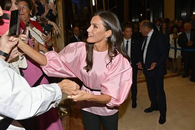 King Felipe VI and Queen Letizia with Princess Leonor and Infanta Sofia attend the concert of the Princess of Asturias Awards in Oviedo October 19, 2023 711 Antonio Quilez Cordon Press Spanish King Felipe VI and Letizia with Princess of Asturias Leonor de Borbon and Sofia de Borbon during