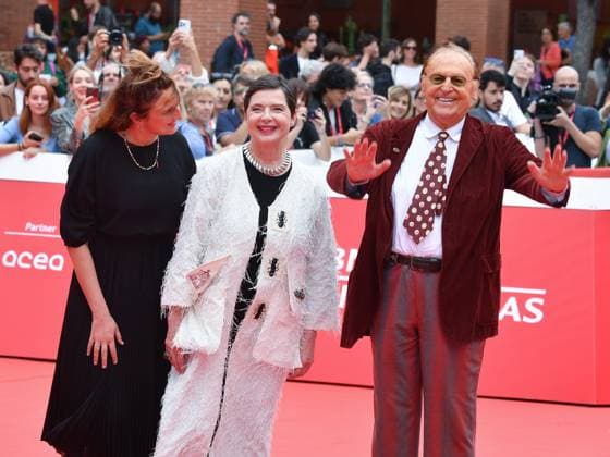 Rome, Rome Film Fest 2023. Rome Film Festival. Red carpet Isabella Rossellini. Pictured: Alice Rohrwacher, Isabella Rossellini and Renzo Arbore  Copyright: xMaurizioxD Avanzox xipa-agency.nx xDxAvanzo Provvisionatox IPA_IPA41102547