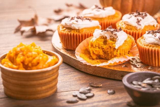 Spicy pumpkin muffins or cupcakes with cream cheese frosting Spicy pumpkin muffins or cupcakes with cream cheese frosting Copyright: xZoonar.com IngridxBalabanovax 20544457