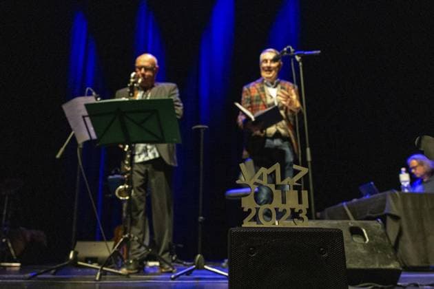<p>Eckard Koltermann spielt am Samstag, dem 21.10.2023, bei der Verleihung des Jazz-Potts. Essen Copyright: JonasxRichter