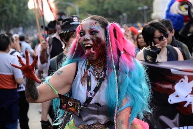 Mexico City Annual Zombie Walk October 21, 2023, Mexico City, Mexico: Participants disguised as Zombies take part during the Annual Zombie Walk at Mexico City s downtown. on October 21, 2023 in Mexico City, Mexico. (Photo by Carlos Tischler Eyepix Group) Copyright: xCarlosxTischler xEyepixxGroupx LB_20102023_102144