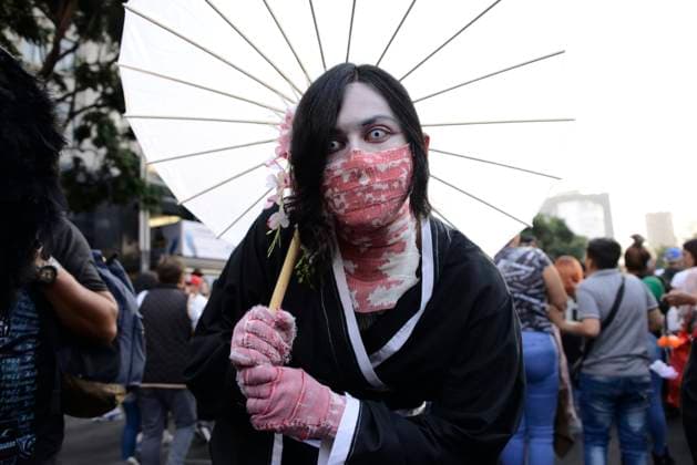 October 21, 2023, Mexico City, Mexico: Participants disguised as Zombies take part during the Annual Zombie Walk at Mexico City s downtown. on October 21, 2023 in Mexico City, Mexico. Mexico City Mexico - ZUMAe321 20231021_zia_e321_080 Copyright: xCarlosxTischlerx