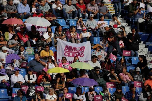 October 25, 2023, Mexico City, Mexico City, Mexico: MORENA party militants from different municipalities in the city attended the event organised by the party based at the Ciudad de los Deportes. Mexico City Mexico - ZUMAs310 20231025_zip_s310_002 Copyright: xLuisxExSalgadox