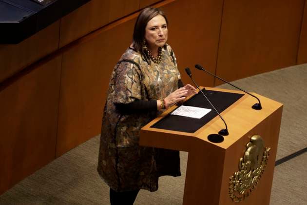 October 24, 2023, Mexico City, Mexico: Senator and presidential candidate of the Broad Front for Mexico, Xochitl Galvez at the Senate session in Mexico City. on October 24, 2023 in Mexico City, Mexico Mexico City Mexico - ZUMAe321 20231024_zia_e321_041 Copyright: xLuisxBarronx