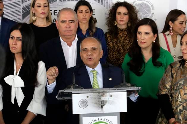 October 24, 2023, Mexico City, Mexico: The coordinator of the Institutional Revolutionary Party, Manuel AoÂ±orve BaoÂ±os at the Senate session in Mexico City. on October 24, 2023 in Mexico City, Mexico Mexico City Mexico - ZUMAe321 20231024_zia_e321_048 Copyright: xLuisxBarronx