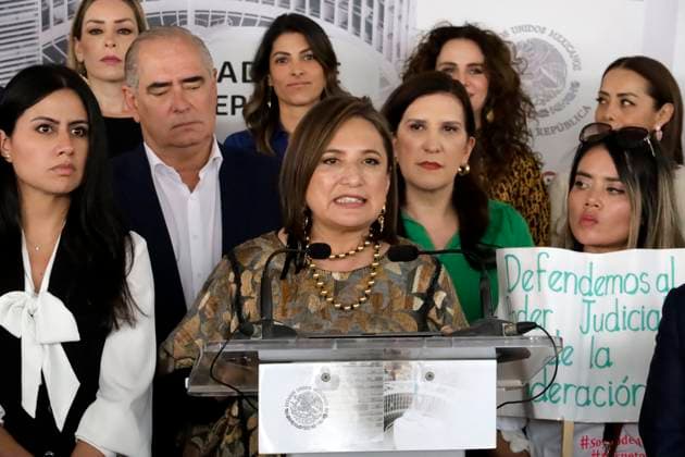 October 24, 2023, Mexico City, Mexico: Senator and presidential candidate of the Broad Front for Mexico, Xochitl Galvez at the Senate session in Mexico City. on October 24, 2023 in Mexico City, Mexico Mexico City Mexico - ZUMAe321 20231024_zia_e321_049 Copyright: xLuisxBarronx