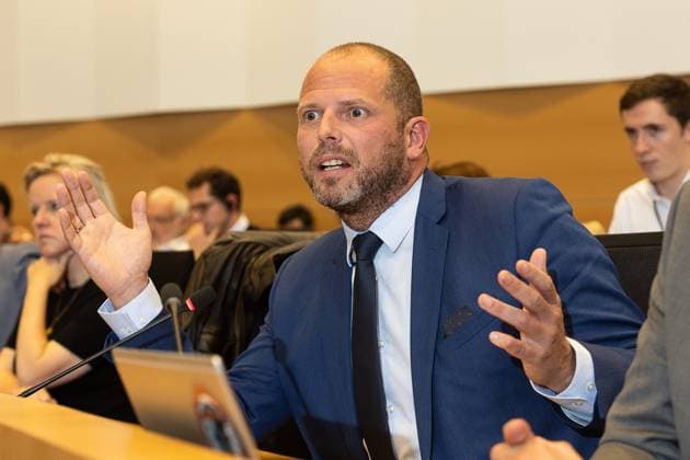 N-VA s Theo Francken pictured during a joint session of the chamber commissions for Interior Affairs and Justice, Wednesday 25 October 2023 at the federal parliament in Brussels. The session is organized to discuss the 16 October terrorist attack where two Swedish citizens died ahead of a qualification soccer game for Euro2024.  JAMESxARTHURxGEKIERE 78497308