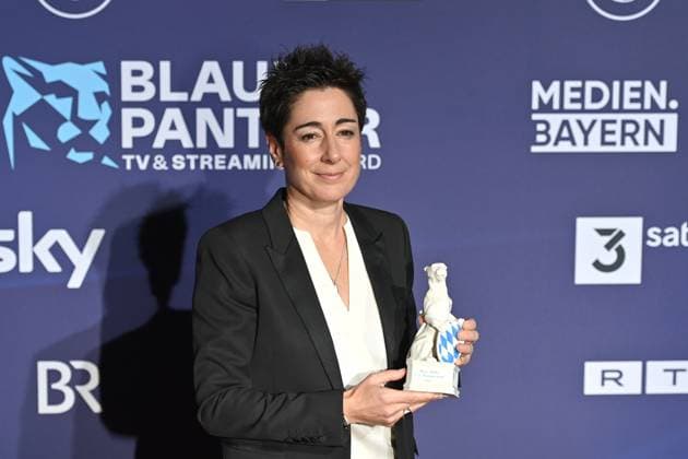 Honorary award winner Dunja HAYALI with the Blue Panther Red Carpet,Blue Panther Ð TV and Streaming Award 2023 on 25 10 2023 in the BMW World Munich