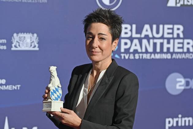Honorary award winner Dunja HAYALI with the Blue Panther Red Carpet,Blue Panther Ð TV and Streaming Award 2023 on 25 10 2023 in the BMW World Munich