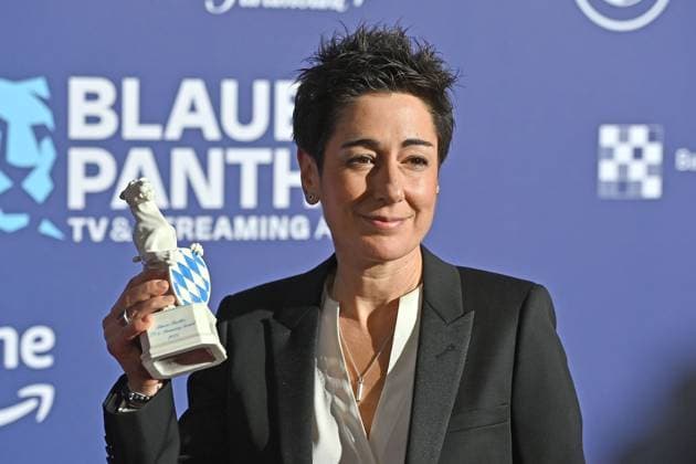 Honorary award winner Dunja HAYALI with the Blue Panther Red Carpet,Blue Panther Ð TV and Streaming Award 2023 on 25 10 2023 in the BMW World Munich