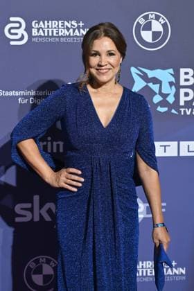 Karen WEBB presenter , single image,cropped single image,half figure,half figure red carpet,blue panther Ð TV and Streaming Award 2023 on 25 10 2023 at BMW World Munich