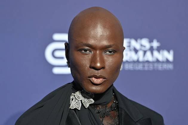 Model Papis Loveday, single image,cropped single image,portrait,portrait red carpet,blue panther Ð TV and streaming award 2023 on 25 10 2023 at BMW Welt Muenchen