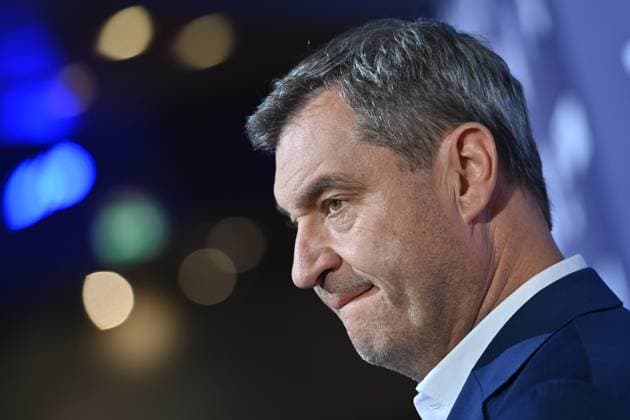 Markus SOEDER Prime Minister of Bavaria and CSU Chairman , skeptical,tense single image,cropped single subject,portrait,portrait red carpet,blue panther Ð TV and Streaming Award 2023 on 25 10 2023 at BMW World Munich
